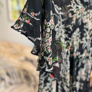 Vintage Anthro Floral Black Silk Dress